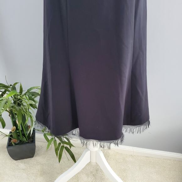 T Tahari Black Sleeveless Fringe Hem Sheath Dress 2 - Picture 5 of 10